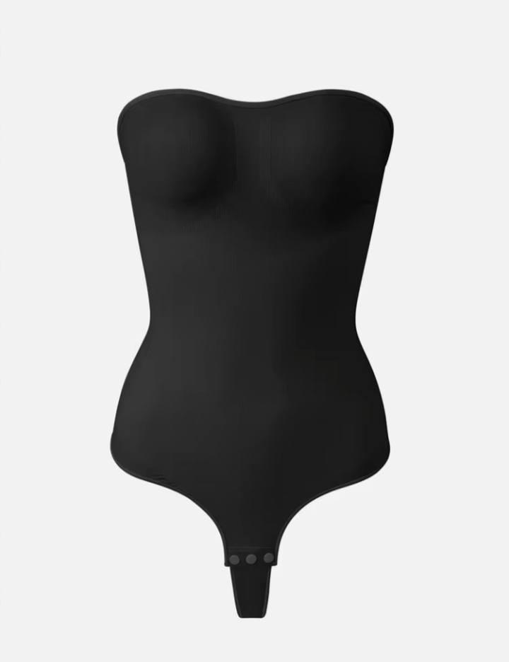 Women’s Strapless Thong Shapewear Bodysuit with Non-Slip Silicone Waist & Curve Shaping